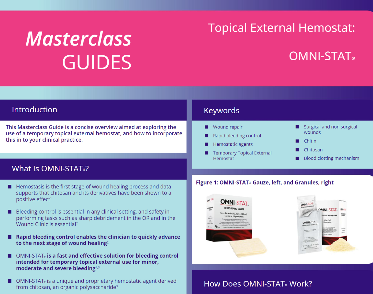 Masterclass GUIDES – Topical External Hemostat: OMNI-STAT®